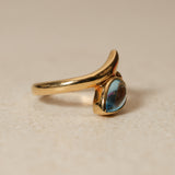 18K Yellow Gold Topaz Serpent Motif Ring, Size US 3.25