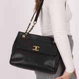 Chanel 1993 Caviar Double Sided Turnlock Tote 24k GP
