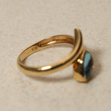 18K Yellow Gold Topaz Serpent Motif Ring, Size US 3.25