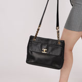 Chanel 1993 Caviar Double Sided Turnlock Tote 24k GP