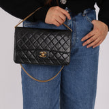 Chanel 24K GP Lambskin Chain Turnlock Single Flap