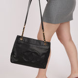 Chanel 1993 Caviar Double Sided Turnlock Tote 24k GP