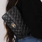 Chanel 24K GP Lambskin Chain Turnlock Single Flap