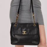 Chanel 1993 Caviar Double Sided Turnlock Tote 24k GP
