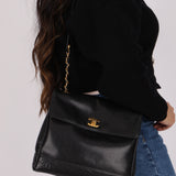 Chanel 1996 Caviar Triple CC Turnlock Shoulder Bag 24K GP