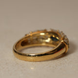 Vintage 1980's 18K Yellow Gold Sapphire and Baguette Diamond Cluster Ring, Size US 5.75