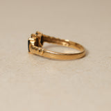 18K Yellow Gold Sapphire Trilogy Ridge Ring, Size US 6