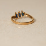 18K Yellow Gold Sapphire Trilogy Ridge Ring, Size US 6