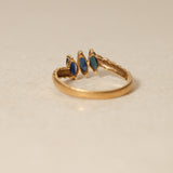 18K Yellow Gold Sapphire Trilogy Ridge Ring, Size US 6