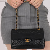 Chanel 1991 Lambskin Turnlock Single Flap 24k GP
