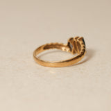 18K Yellow Gold Sapphire Trilogy Ridge Ring, Size US 6