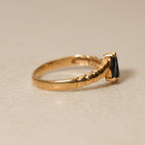18K Yellow Gold Sapphire Trilogy Ridge Ring, Size US 6