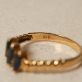 18K Yellow Gold Sapphire Trilogy Ridge Ring, Size US 6