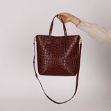 Saint Laurent Croc Embossed Toy Shopping Tote