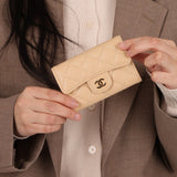 Chanel Beige Quilted Caviar Classic Flap Cardholder