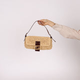 Rare Fendi Raffia & Marble Baguette