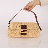 Rare Fendi Raffia & Marble Baguette