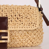 Rare Fendi Raffia & Marble Baguette