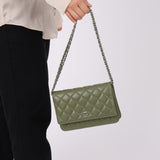 Chanel Sage Lambskin Wallet on Chain