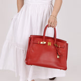 Hermès 1997 Retourne Rouge Vif Ardennes Birkin 35 GHW