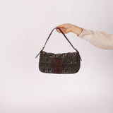 Ultra-Rare Vintage Fendi Zucca Beaded & Wood Baguette