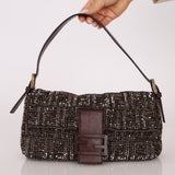 Ultra-Rare Vintage Fendi Zucca Beaded & Wood Baguette