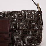 Ultra-Rare Vintage Fendi Zucca Beaded & Wood Baguette