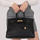 Hermès 2004 Noir Clemence Birkin 35 Retourne GHW