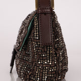 Ultra-Rare Vintage Fendi Zucca Beaded & Wood Baguette