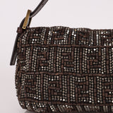 Ultra-Rare Vintage Fendi Zucca Beaded & Wood Baguette