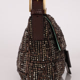 Ultra-Rare Vintage Fendi Zucca Beaded & Wood Baguette