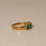 1990's 18K Yellow Gold Emerald & Diamond Stack Ring, Size US 7