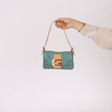 Rare Fendi Zucchino Turquoise Mini Baguette GHW