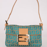 Rare Fendi Zucchino Turquoise Mini Baguette GHW
