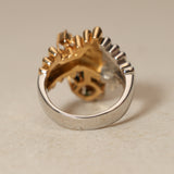 Sachi Fukuhara 1980's 18K Yellow Gold and Platinum Tourmaline Pearl Spinel and Garnet Tiered Cluster Ring