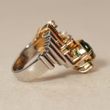 Sachi Fukuhara 1980's 18K Yellow Gold and Platinum Tourmaline Pearl Spinel and Garnet Tiered Cluster Ring