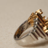 Sachi Fukuhara 1980's 18K Yellow Gold and Platinum Tourmaline Pearl Spinel and Garnet Tiered Cluster Ring