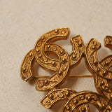 Chanel 1994 Triple CC Matte Brooch 24K GP
