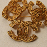 Chanel 1994 Triple CC Matte Brooch 24K GP