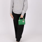 Dior 2018 Emerald Lambskin Cannage Mini Lady w Strap