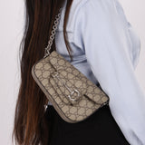 Gucci x Billie Eilish 1955 Coated Canvas Asymmetrical Horsebit Mini Shoulder Bag on Chain