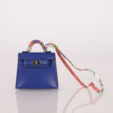 Hermès 2021 Tadelakt Bleu Electrique Micro Kelly Twilly PHW