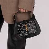 Limited Edition Gucci Lizard Mesh Crystal GG Monogram Mini Jackie 1961 Bag