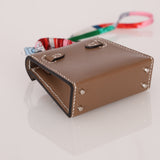 Hermès 2020 Etoupe Tadelakt Micro Kelly Twilly Bag Charm