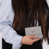Chanel 2021 Grey Caviar COCO Cardholder on Chain