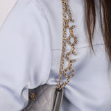 Chanel 2021 Grey Caviar COCO Cardholder on Chain