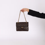 Chanel 1989 Lambskin Square Turnlock Brown Flap