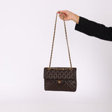 Chanel 1989 Lambskin Square Turnlock Brown Flap