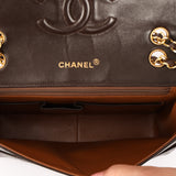 Chanel 1989 Lambskin Square Turnlock Brown Flap