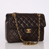 Chanel 1989 Lambskin Square Turnlock Brown Flap